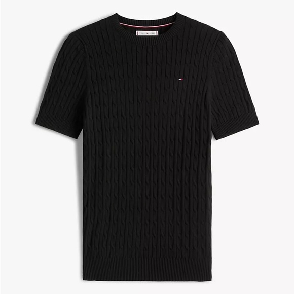 Tommy Hilfiger Cable Knit Short Sleeve Sweater - Picture 1 of 5